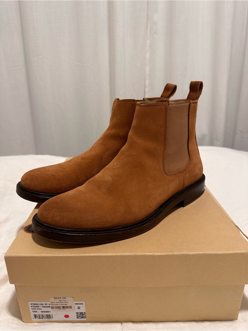 A.P.C. Tan Suede Chelsea Boots